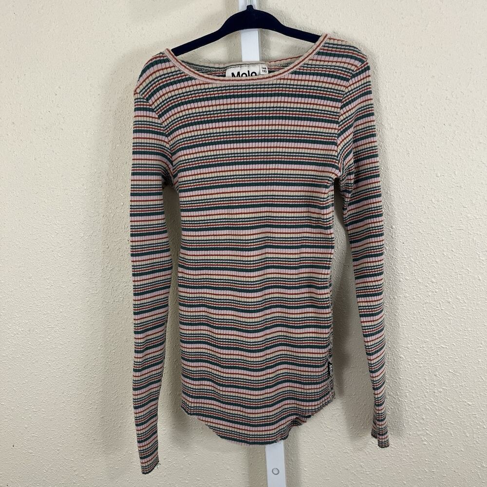 Molo Organic Cotton Ribbed Stripe Long Sleeve Tee Girls 11/12